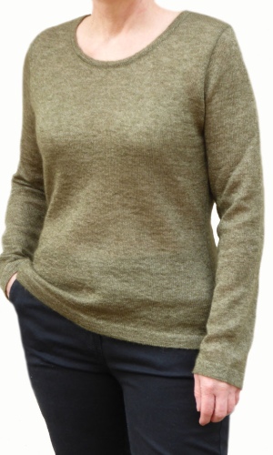 Pull fin mohair et soie col rond