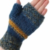 Mitaines mohair bleu canard et jaune moutarde