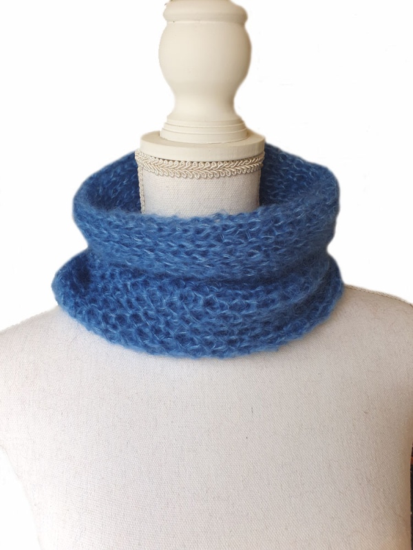 Col mohair grosse maille bleu